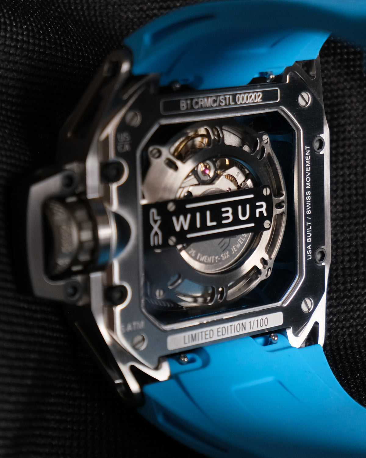 WILBUR EXP Blue B1 Ceramic Steel Luxury Watch USA made Back